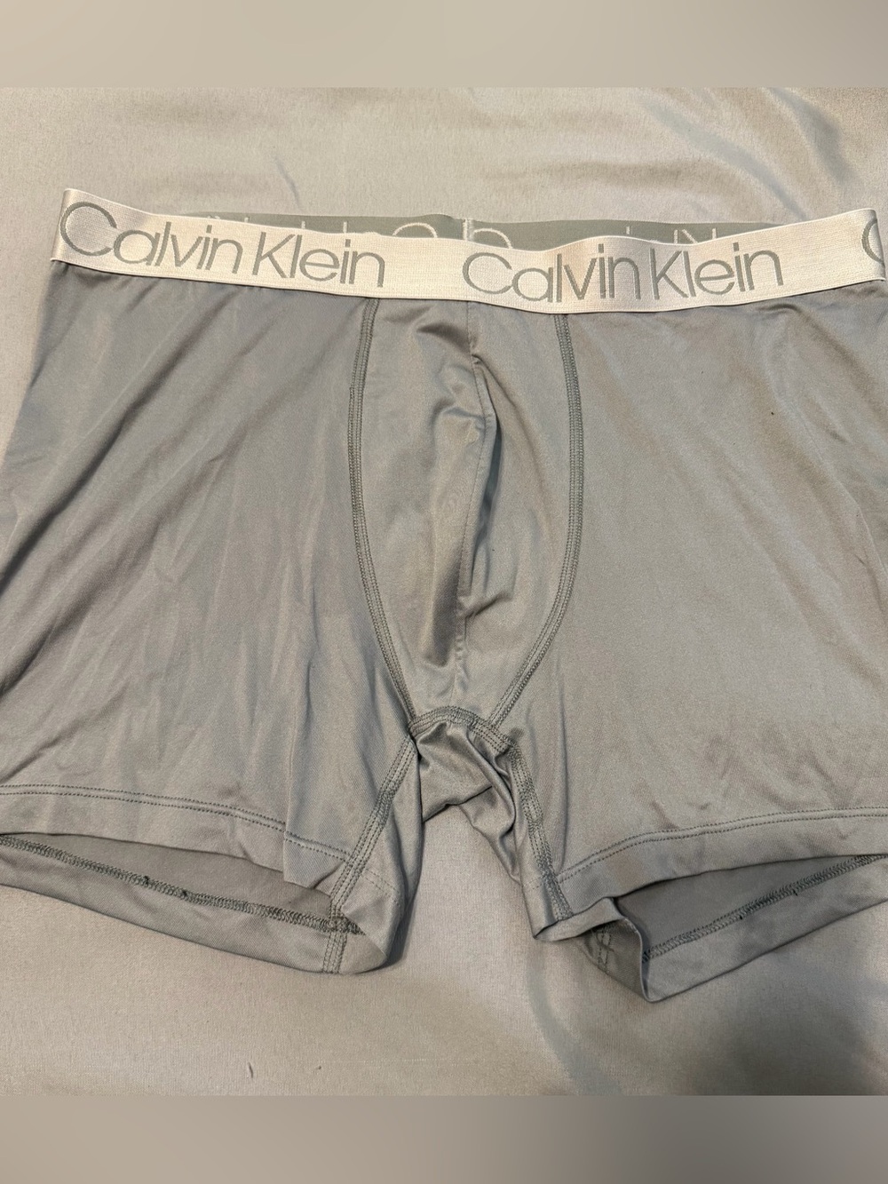 Calvin Klein Light Gray Men’s Boxer Briefs with White Logo Waistband